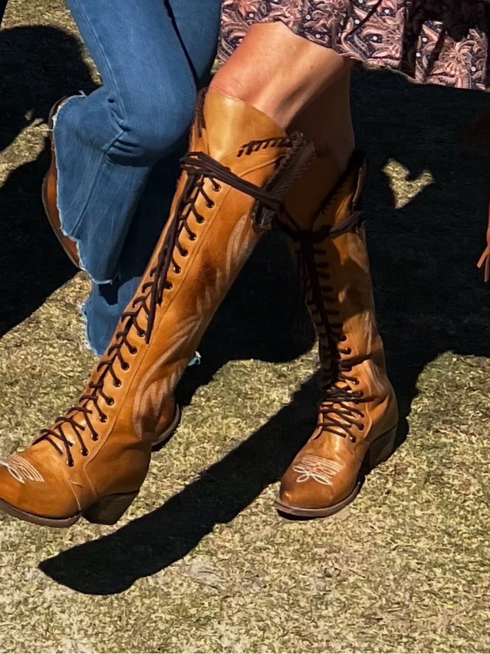 Freebird by Steven Tan Lace-Up Knee-High Western Boots